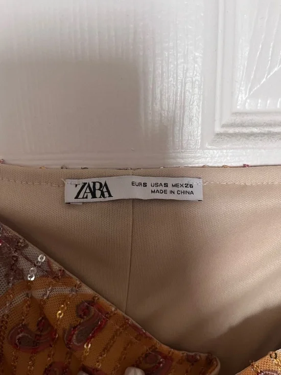 Spaghetti Strap Sequined Printed Maxi Dress in Mustard and Multicolor - Picture 4 of 4